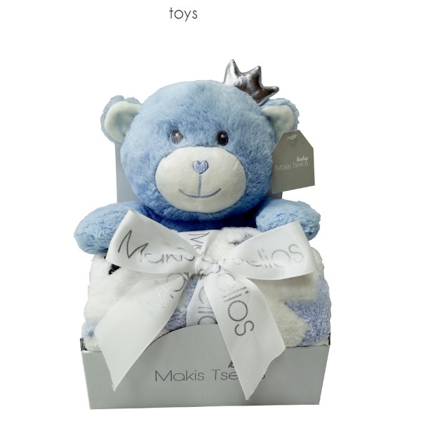 Makis Tselios Home TOYS BLUE ΔΙΑΚΟΣΜΗΤΙΚΟ ΑΡΚΟΥΔΑΚΙ ΜΕ ΚΟΥΒΕΡΤΑ ΑΓΚΑΛΙΑΣ 80x110cm