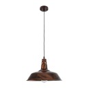 GloboStar® RAY 01046 Vintage Industrial Κρεμαστό Φωτιστικό Οροφής Μονόφωτο 1 x E27 Καφέ Σκουριά Μεταλλικό Καμπάνα Φ36 x Y25cm