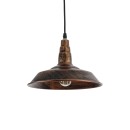 GloboStar® RAY 01047 Vintage Industrial Κρεμαστό Φωτιστικό Οροφής Μονόφωτο 1 x E27 Καφέ Σκουριά Μεταλλικό Καμπάνα Φ26 x Y25cm