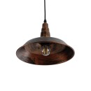 GloboStar® RAY 01047 Vintage Industrial Κρεμαστό Φωτιστικό Οροφής Μονόφωτο 1 x E27 Καφέ Σκουριά Μεταλλικό Καμπάνα Φ26 x Y25cm