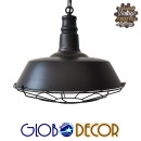 GloboStar® BARN 01048 Vintage Industrial Κρεμαστό Φωτιστικό Οροφής Μονόφωτο 1 x E27 Μαύρο Μεταλλικό Καμπάνα Φ46 x Y25cm