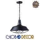 GloboStar® BARN 01048 Vintage Industrial Κρεμαστό Φωτιστικό Οροφής Μονόφωτο 1 x E27 Μαύρο Μεταλλικό Καμπάνα Φ46 x Y25cm