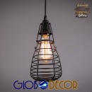 GloboStar® DROPS 01059 Vintage Industrial Κρεμαστό Φωτιστικό Οροφής Πολύφωτο Μαύρο Μεταλλικό Πλέγμα