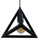 GloboStar® TRIANGLE 01063 Μοντέρνο Κρεμαστό Φωτιστικό Οροφής Μονόφωτο 1 x E27 Μαύρο Μεταλλικό Πλέγμα Φ25 x Y21cm