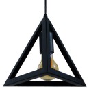 GloboStar® TRIANGLE 01063 Μοντέρνο Κρεμαστό Φωτιστικό Οροφής Μονόφωτο 1 x E27 Μαύρο Μεταλλικό Πλέγμα Φ25 x Y21cm