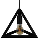 GloboStar® TRIANGLE 01063 Μοντέρνο Κρεμαστό Φωτιστικό Οροφής Μονόφωτο 1 x E27 Μαύρο Μεταλλικό Πλέγμα Φ25 x Y21cm