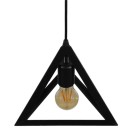 GloboStar® TRIANGLE 01063 Μοντέρνο Κρεμαστό Φωτιστικό Οροφής Μονόφωτο 1 x E27 Μαύρο Μεταλλικό Πλέγμα Φ25 x Y21cm