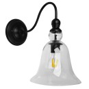 GloboStar® LILLY 01064 Vintage Φωτιστικό Τοίχου Απλίκα Μονόφωτο Μαύρο Μεταλλικό με Γυάλινη Καμπάνα Φ14 x Μ21 x Π14 x Υ36cm