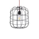 GloboStar® PARROT 01099 Μοντέρνο Industrial Κρεμαστό Φωτιστικό Οροφής Μονόφωτο Μαύρο Μεταλλικό Πλέγμα Φ30 x Y35cm