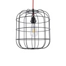 GloboStar® PARROT 01099 Μοντέρνο Industrial Κρεμαστό Φωτιστικό Οροφής Μονόφωτο Μαύρο Μεταλλικό Πλέγμα Φ30 x Y35cm