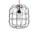 GloboStar® PARROT 01099 Μοντέρνο Industrial Κρεμαστό Φωτιστικό Οροφής Μονόφωτο Μαύρο Μεταλλικό Πλέγμα Φ30 x Y35cm