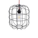 GloboStar® PARROT 01099 Μοντέρνο Industrial Κρεμαστό Φωτιστικό Οροφής Μονόφωτο Μαύρο Μεταλλικό Πλέγμα Φ30 x Y35cm