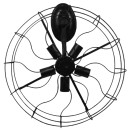 GloboStar® FAN 01163 Vintage Industrial Φωτιστικό Τοίχου Απλίκα Πολύφωτο Μαύρο Μεταλλικό Πλέγμα Φ46 x Μ22 x Π46 x Υ46cm