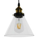 GloboStar® CONE 01169 Vintage Κρεμαστό Φωτιστικό Οροφής Μονόφωτο 1 x E27 Γυάλινο Καμπάνα Φ18 x Y20cm