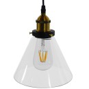 GloboStar® CONE 01169 Vintage Κρεμαστό Φωτιστικό Οροφής Μονόφωτο 1 x E27 Γυάλινο Καμπάνα Φ18 x Y20cm