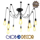 GloboStar® WIRED 01173 Vintage Φωτιστικό Οροφής Πολύφωτο Μαύρο