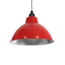 GloboStar® LOUVE 01177 Vintage Industrial Κρεμαστό Φωτιστικό Οροφής Μονόφωτο 1 x E27 AC220-240V IP20 - Φ40 x Y30cm - Κόκκινο με Ασημί Μεταλλικό Καμπάνα  - 5 Χρόνια Εγγύηση