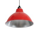 GloboStar® LOUVE 01177 Vintage Industrial Κρεμαστό Φωτιστικό Οροφής Μονόφωτο 1 x E27 AC220-240V IP20 - Φ40 x Y30cm - Κόκκινο με Ασημί Μεταλλικό Καμπάνα  - 5 Χρόνια Εγγύηση