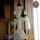 GloboStar® WICKHAM 01168 Vintage Κρεμαστό Φωτιστικό Οροφής Μονόφωτο 1 x E27 Γυάλινο Καμπάνα Φ14 x Y23cm