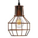 GloboStar® CAGE 00866 Vintage Industrial Κρεμαστό Φωτιστικό Οροφής Μονόφωτο 1 x E27 Καφέ Σκουριά Μεταλλικό Πλέγμα Φ15 x Y22cm