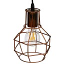 GloboStar® CAGE 00866 Vintage Industrial Κρεμαστό Φωτιστικό Οροφής Μονόφωτο 1 x E27 Καφέ Σκουριά Μεταλλικό Πλέγμα Φ15 x Y22cm