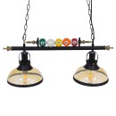 GloboStar® BILLIARD 00972 Vintage Industrial Κρεμαστό Φωτιστικό Οροφής Δίφωτο 2 x E27 Mαύρο Μεταλλικό Μ71 x Π25 x Υ30cm