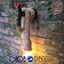 GloboStar® TROUVER 01183 Vintage Industrial Φωτιστικό Τοίχου Απλίκα Μονόφωτο Μπρούτζινο Σκουριά Μεταλλικό με Μπεζ Σχοινί Μ14.5 x Π3.3 x Υ16cm