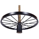 GloboStar® VELO 01185 Vintage Industrial Κρεμαστό Φωτιστικό Οροφής Μονόφωτο 1 x E27 Μαύρο Μεταλλικό Πλέγμα με Μπεζ Σχοινί Φ30 x Y16cm