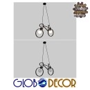 GloboStar® BIKE BLACK 01213 Vintage Κρεμαστό Φωτιστικό Οροφής Δίφωτο 2 x E27 Μαύρο Μεταλλικό Μ67 x Π1.5 x Υ41cm