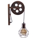 GloboStar® RYDON 01216 Vintage Industrial Φωτιστικό Τοίχου Απλίκα Μονόφωτο Καφέ Σκουριά Μεταλλικό Πλέγμα Φ15 x Μ24 x Π15 x Υ70cm