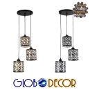 GloboStar® RAINELDA 01246 Μοντέρνο Κρεμαστό Φωτιστικό Οροφής Τρίφωτο 3 x E27 Μαύρο Μεταλλικό Πλέγμα με Λευκό Γυαλί Φ40 x Y19cm