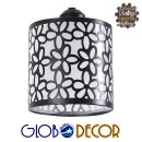 GloboStar® RAINELDA 01246 Μοντέρνο Κρεμαστό Φωτιστικό Οροφής Τρίφωτο 3 x E27 Μαύρο Μεταλλικό Πλέγμα με Λευκό Γυαλί Φ40 x Y19cm