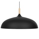 GloboStar® VALLETE BLACK 01259 Μοντέρνο Κρεμαστό Φωτιστικό Οροφής Μονόφωτο 1 x E27 Μαύρο Μεταλλικό Καμπάνα Φ60 x Y35cm