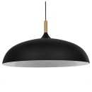 GloboStar® VALLETE BLACK 01259 Μοντέρνο Κρεμαστό Φωτιστικό Οροφής Μονόφωτο 1 x E27 Μαύρο Μεταλλικό Καμπάνα Φ60 x Y35cm