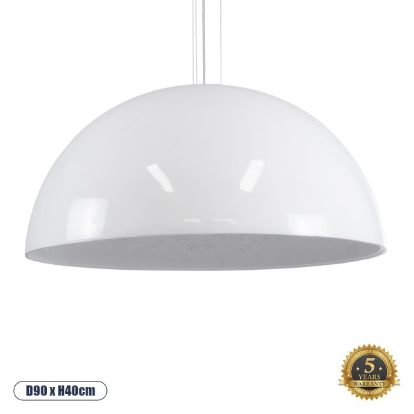 GloboStar® SERENIA WHITE 01273 Μοντέρνο Κρεμαστό Φωτιστικό Οροφής Μονόφωτο Λευκό Γύψινο Καμπάνα Φ90 x Y45cm