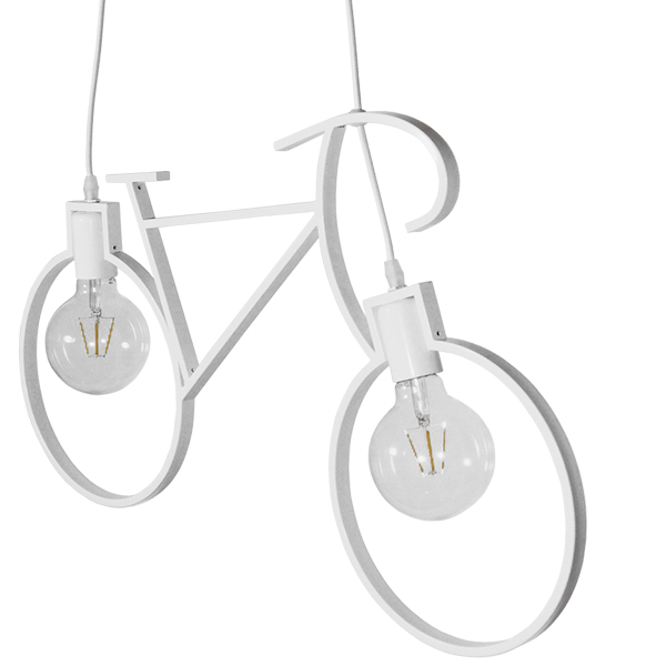 GloboStar® BIKE WHITE 01300 Vintage Κρεμαστό Φωτιστικό Οροφής Δίφωτο 2 x E27 Λευκό Μεταλλικό Μ67 x Π1.5 x Υ41cm