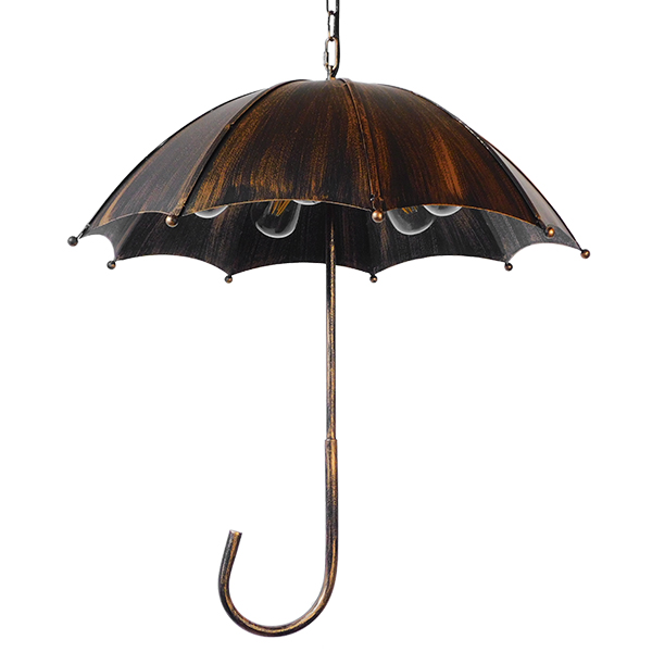 GloboStar® UMBRELLA 01406 Vintage Industrial Κρεμαστό Φωτιστικό Οροφής Πολύφωτο 5 x E27 Μαύρο Καφέ Σκουριά Μεταλλικό Φ58 x Υ60cm