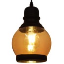 GloboStar® OLIVER 01505 Vintage Κρεμαστό Φωτιστικό Οροφής Μονόφωτο 1 x E27 Μαύρο Γυάλινο Μελί Διάφανο Φ16 x Υ25cm