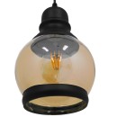 GloboStar® OLIVER 01505 Vintage Κρεμαστό Φωτιστικό Οροφής Μονόφωτο 1 x E27 Μαύρο Γυάλινο Μελί Διάφανο Φ16 x Υ25cm