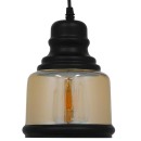 GloboStar® OLIVER 01506 Vintage Κρεμαστό Φωτιστικό Οροφής Μονόφωτο 1 x E27 Γυάλινο Μελί Διάφανο Φ15 x Υ21.5cm