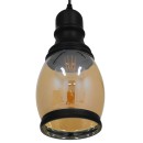 GloboStar® OLIVER 01507 Vintage Κρεμαστό Φωτιστικό Οροφής Μονόφωτο 1 x E27 Γυάλινο Μελί Διάφανο Φ14 x Υ30cm