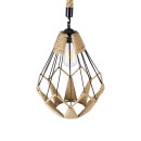 GloboStar® CONICAL 01617 Vintage Κρεμαστό Φωτιστικό Οροφής Μονόφωτο 1 x E27 Πλέγμα με Μπεζ Σχοινί Φ30 x Υ40cm