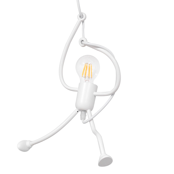 GloboStar® LITTLE MAN 01651 Μοντέρνο Κρεμαστό Φωτιστικό Οροφής Μονόφωτο 1 x E27 Λευκό Μεταλλικό Φ20 x Υ40cm