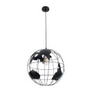 GloboStar® EARTH 01663 Vintage Industrial Κρεμαστό Φωτιστικό Οροφής Μονόφωτο 1 x E27 AC220-240V IP20 - Φ40 x Υ40cm - Μαύρο Μεταλλικό Πλέγμα - 5 Χρόνια Εγγύηση