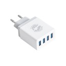 Φορτιστής USB 4 Θέσεων Wall Adapter 2 x AUTO 2.1A & 2 x 1A 5V DC Λευκός με Χρώμιο GloboStar 69997