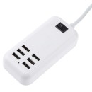 Φορτιστής USB 6 Θέσεων με ON / OFF Διακόπτη 4A 20 Watt 5V DC Λευκός GloboStar 69998