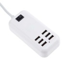 Φορτιστής USB 6 Θέσεων με ON / OFF Διακόπτη 4A 20 Watt 5V DC Λευκός GloboStar 69998