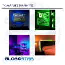 GloboStar® 70406 Σετ Ταινία TV Kit LED RGB SMD 5050 2m (4x50CM) 14.4W/2m 60LED/2m 1454lm/2m 120° USB DC 5V Οπίσθιου Κρυφού Φωτισμού για Τηλεόραση με Ασύρματο Τηλεχειριστήριο Αδιάβροχο IP65 RGB