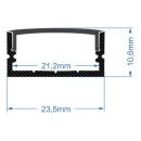 GloboStar® SURFACE-PROFILE 70810-1M Προφίλ Αλουμινίου - Βάση & Ψύκτρα Ταινίας LED με Μαύρο Φιμέ Κάλυμμα - Επιφανειακή Χρήση - Πατητό Κάλυμμα - Μαύρο - 1 Μέτρο - Μ100 x Π2.4 x Υ1.1cm