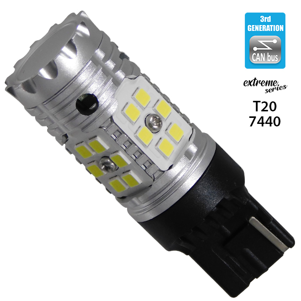 Λαμπτήρας LED Extreme Series Can-Bus 3ης Γενιάς με βάση T20 7440 15W 12v Ψυχρό Λευκό 6000k GloboStar 81149